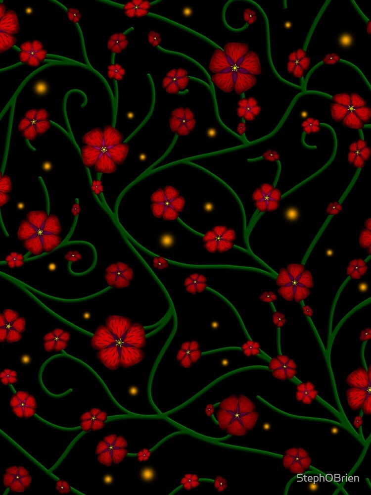 Ruby Flowers, Emerald Vines by StephOBrien