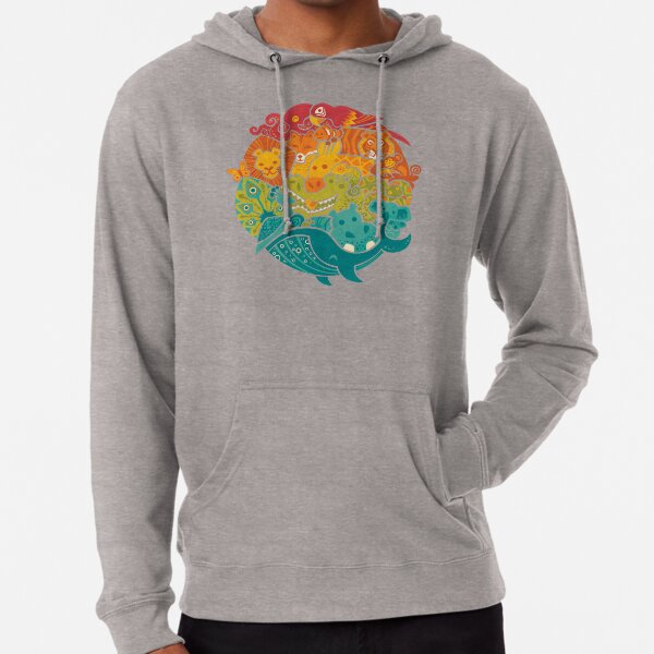 Animal Rainbow - cream Lightweight Hoodie