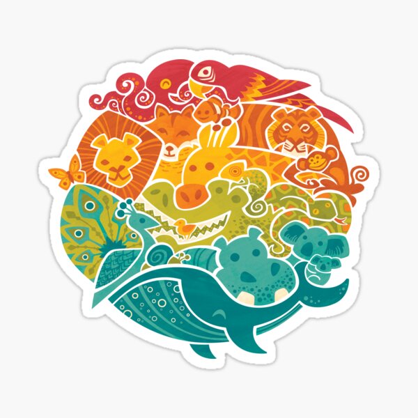Animal Rainbow - cream Sticker