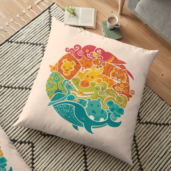 Animal Rainbow - cream Floor Pillow