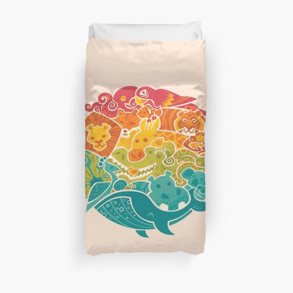 Animal Rainbow - cream Duvet Cover