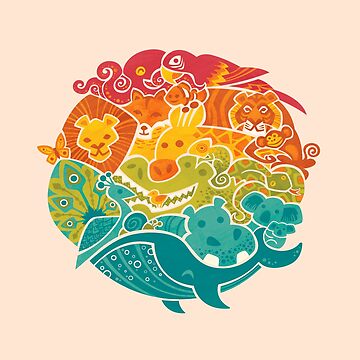 Artwork thumbnail, Animal Rainbow - cream by Waynem79