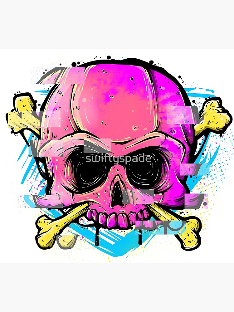 "Skull And Bones Digital Glitch" Poster by swiftyspade Redbubble