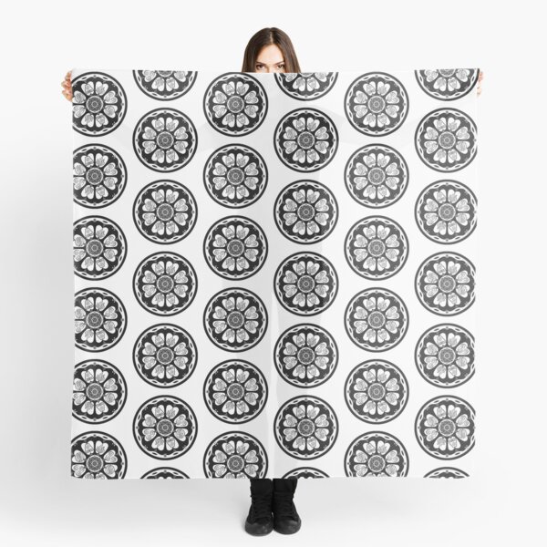 Ornate White Lotus Tile Scarf