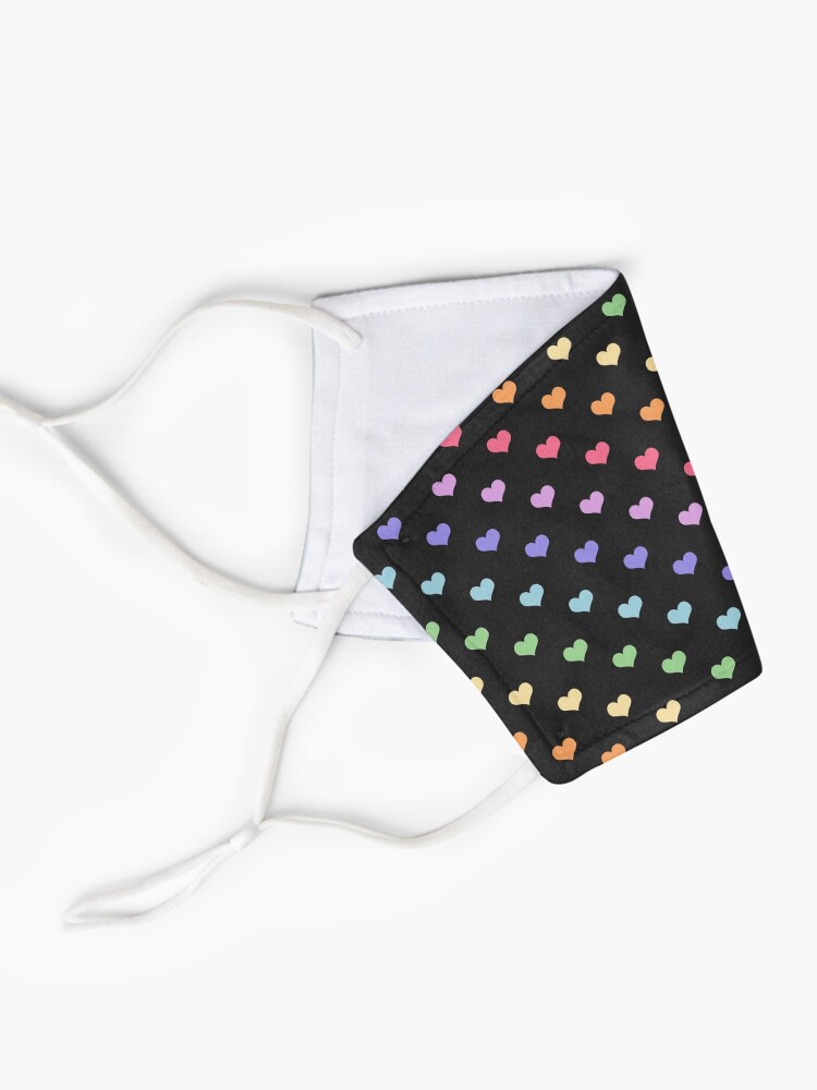 Alternate view of Kawaii Black Rainbow Hearts Mask