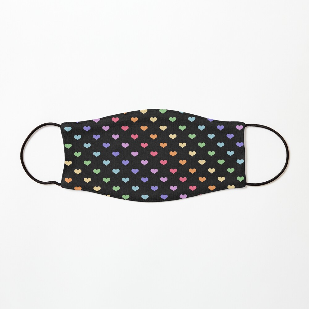 Kawaii Black Rainbow Hearts Mask