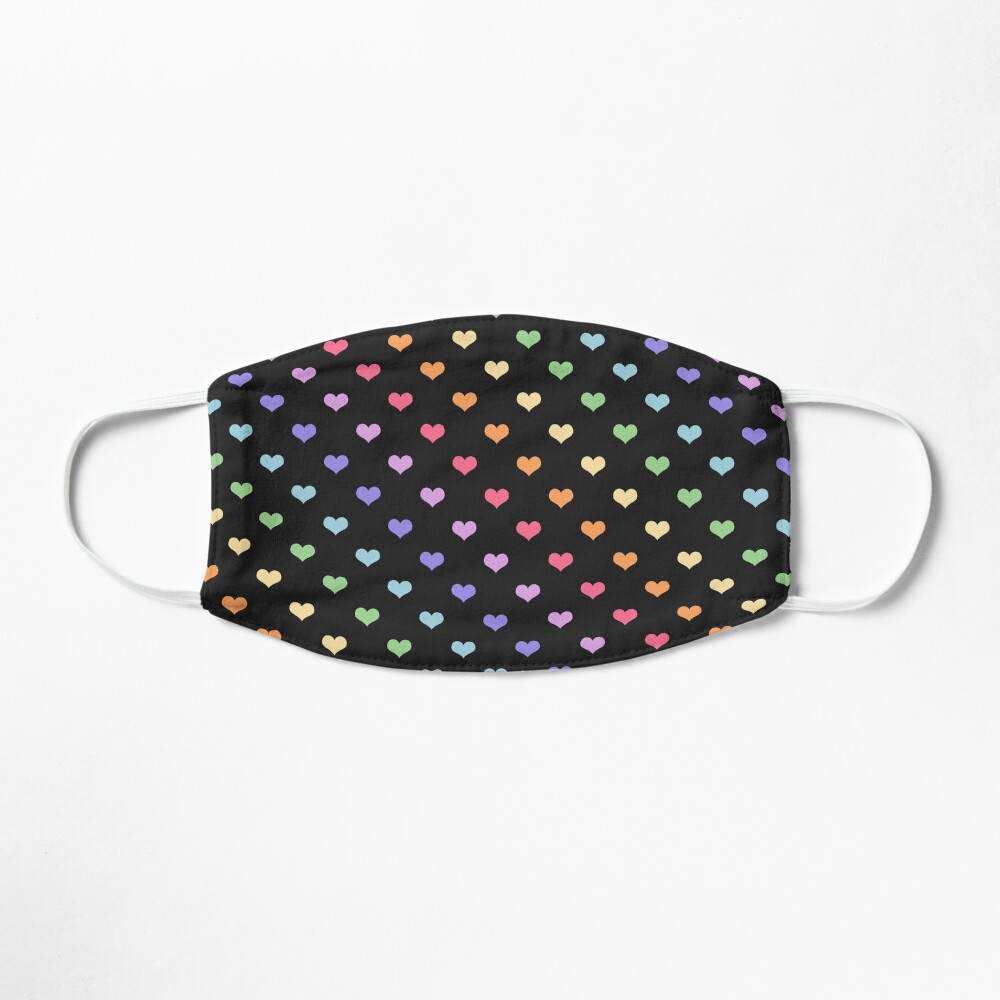Kawaii Black Rainbow Hearts Mask