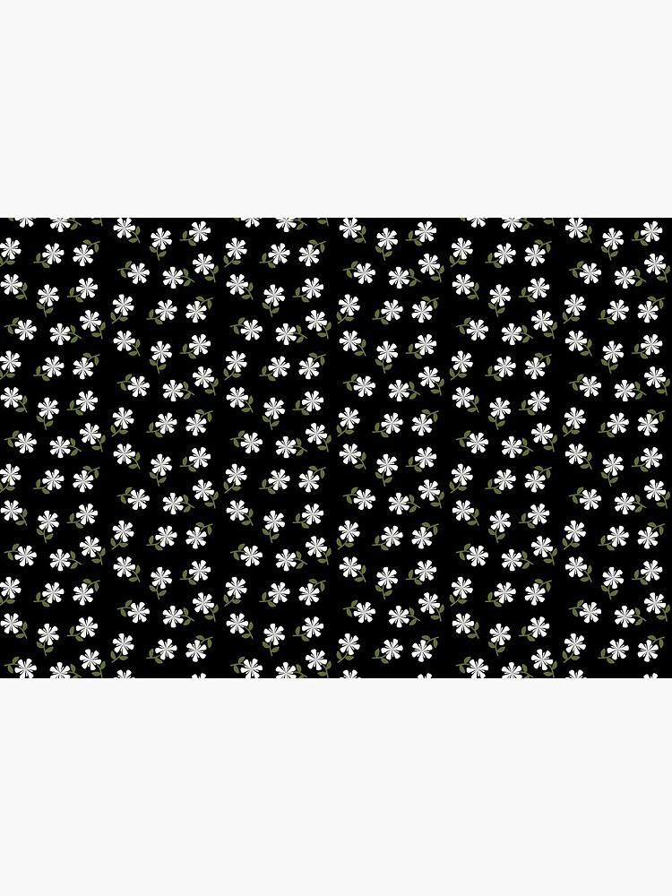 White Flowers on Black Floral Pattern by RootSquare