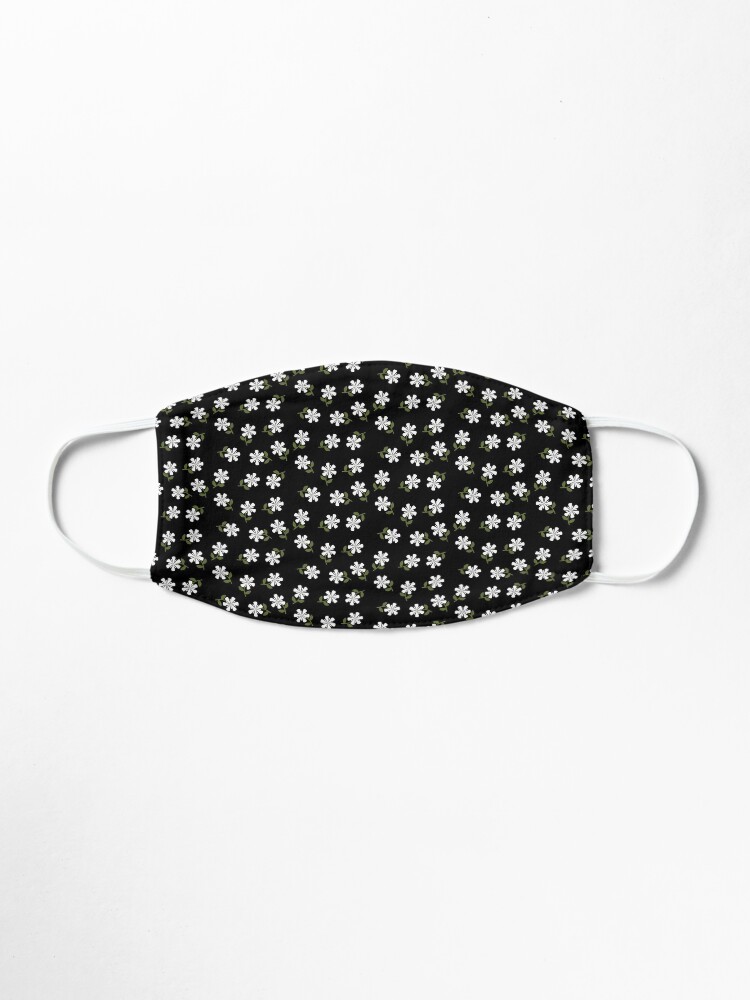 Alternate view of White Flowers on Black Floral Pattern Mask