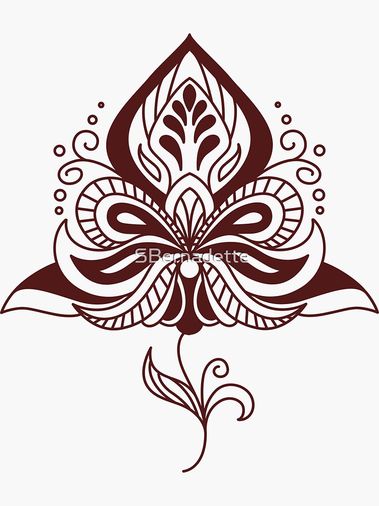 Thumbnail 3 of 3, Sticker, Henna Colourful Flower Pattern Brown designed and sold by SBernadette.
