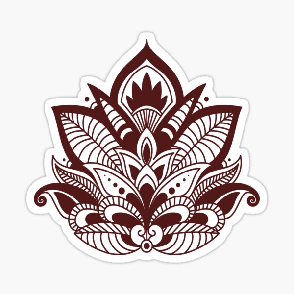 Henna Colourful Flower Pattern Brown Sticker