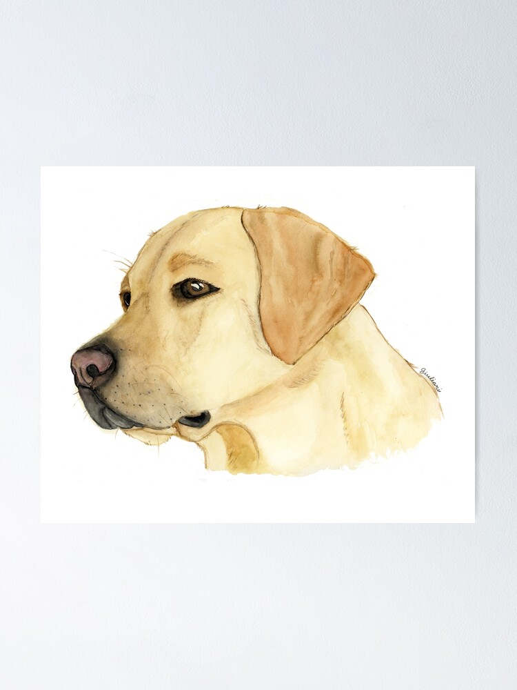 dog gift furbaby yellow lab pet portrait Labrador retriever watercolor painting art print