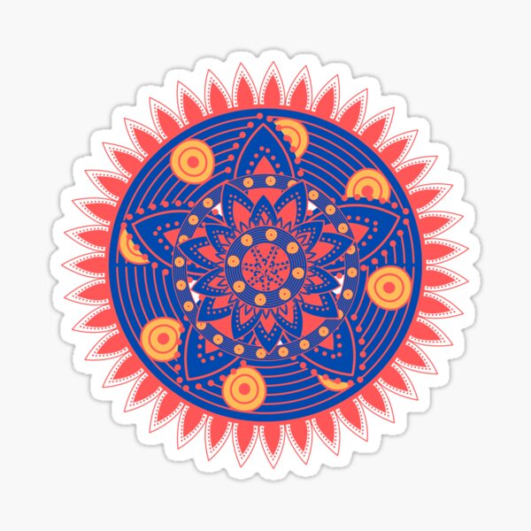Henna Colourful Flower Pattern Summer Sticker