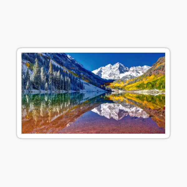 Fall Season at Maroon Bells Panorama Sticker