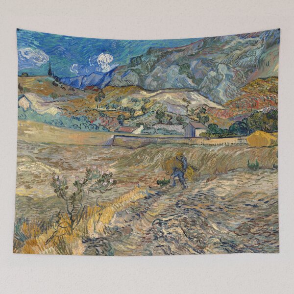 Item preview, Landscape at Saint-Remy, Enclosed Field with Peasant, by Vincent van Gogh designed and sold by Irina Polyanskaya.