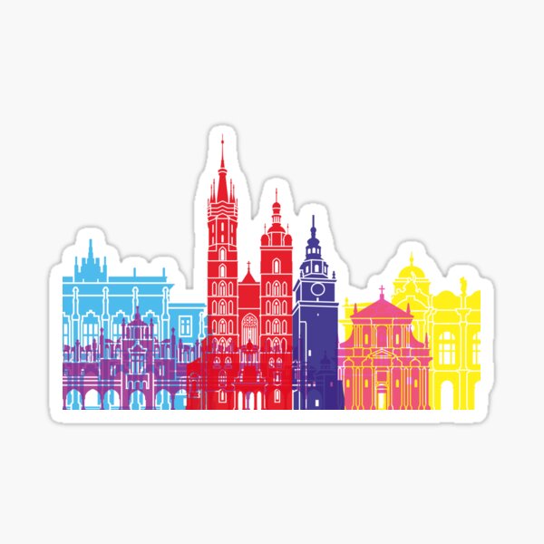 Krakow skyline pop Sticker