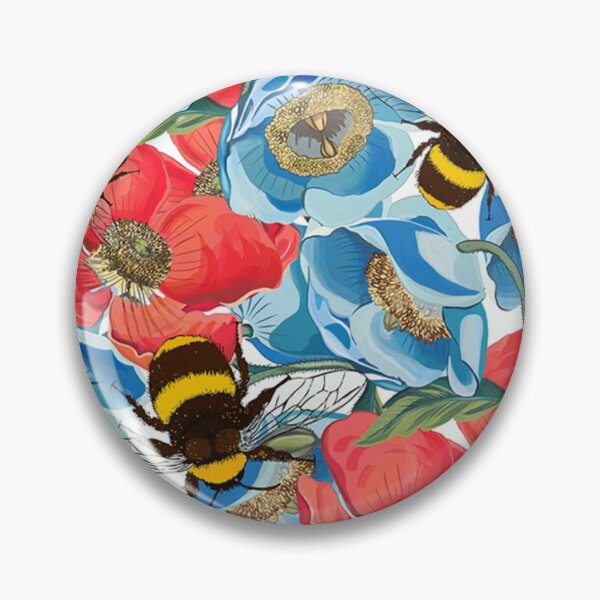 Item preview, Blue flowers and honey bee painted floral pattern designed and sold by Rakesh Murugan.