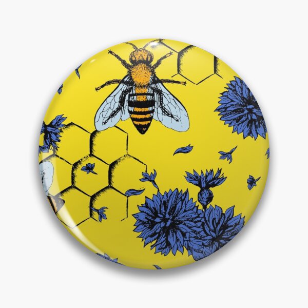 Item preview, Blue flowers and yellow bees apiary painted floral pattern designed and sold by Rakesh Murugan.