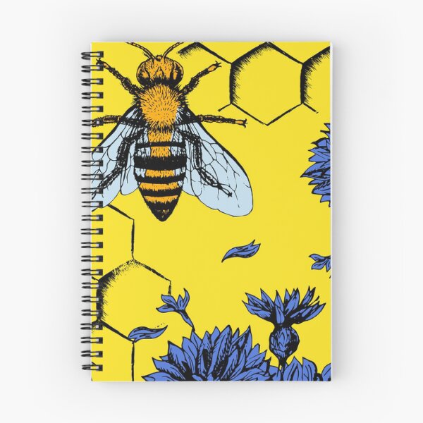 Item preview, Blue flowers and yellow bees apiary painted floral pattern designed and sold by Rakesh Murugan.