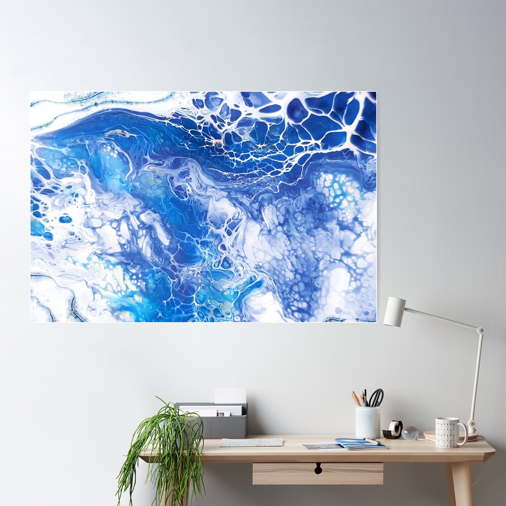 Blue Ocean Waves Marble Paint Texture Poster for Sale by SoccaTamam