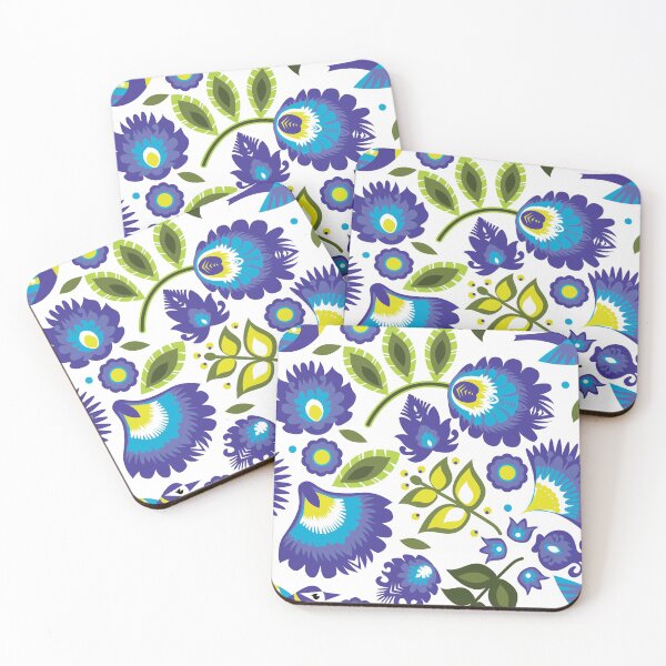 Item preview, Blue and green Folk Pattern with bird designed and sold by FK-UK.