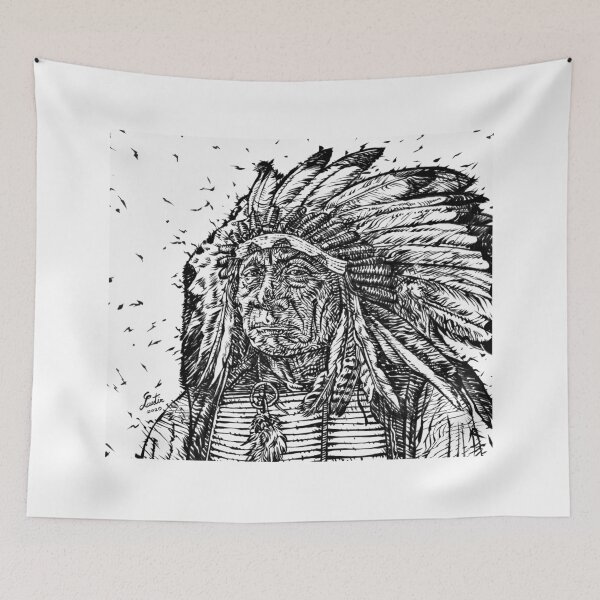 Item preview, RED CLOUD ink portrait.1 designed and sold by lautir.