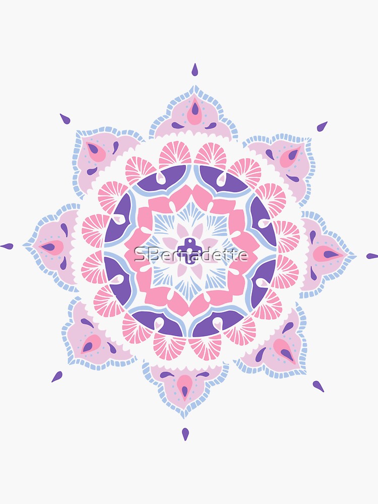 Thumbnail 3 of 3, Sticker, Mandala Colourful Flower Pattern designed and sold by SBernadette.