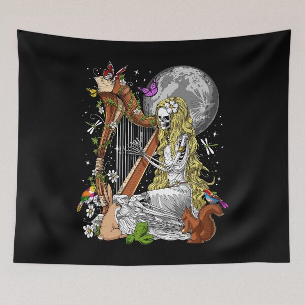 Item preview, Goth Skeleton Playing Harp designed and sold by underheaven.