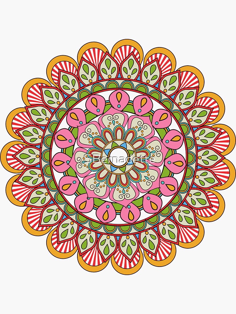 Artwork view, Mandala Colourful Flower Pattern  designed and sold by SBernadette