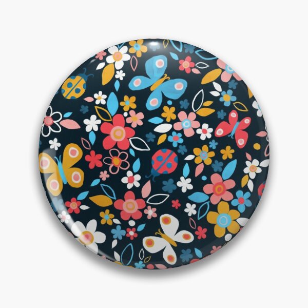 Item preview, Ditsy Bugs and Butterflies Floral on Black designed and sold by micklyn.