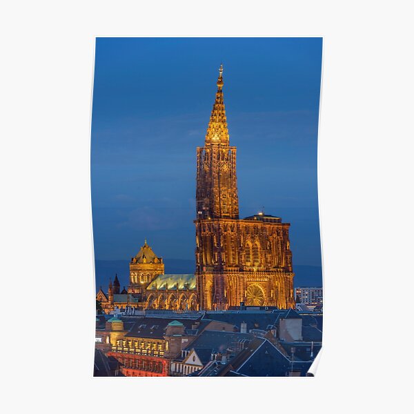 Cathédrale de Strasbourg la nuit Poster