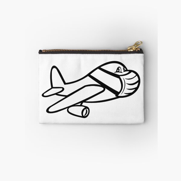 Item preview, Airplane Wearing Mask Flying Cartoon Black and White designed and sold by patrimonio.