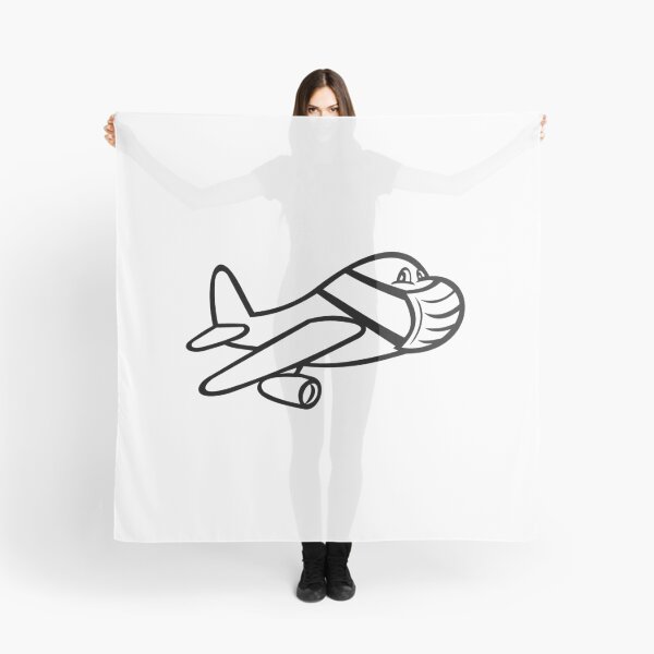 Item preview, Airplane Wearing Mask Flying Cartoon Black and White designed and sold by patrimonio.