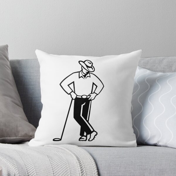 Item preview, Cowboy Golfer Leaning Golf Club Black and White designed and sold by patrimonio.