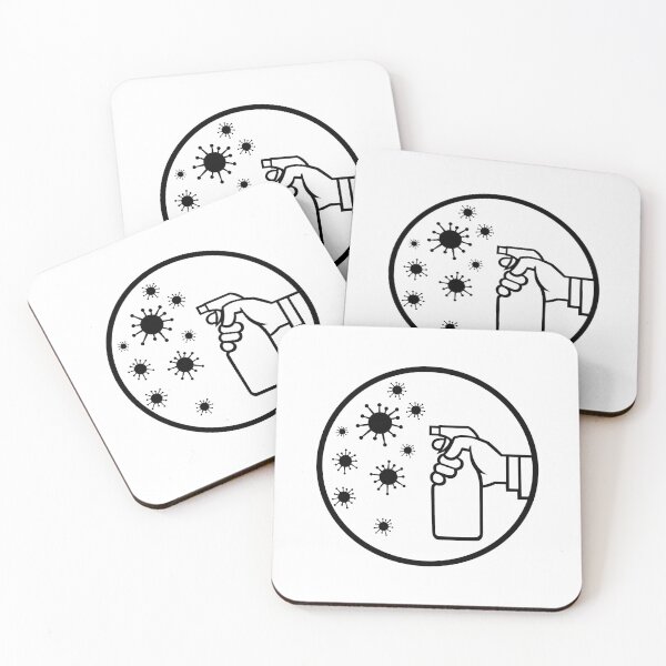 Item preview, Hand Spraying Disinfectant on Virus Black and White designed and sold by patrimonio.