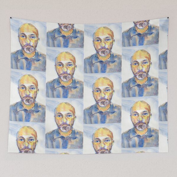 Item preview, Akram Khan dancer choreographer watercolor portrait painting designed and sold by MikeJory.