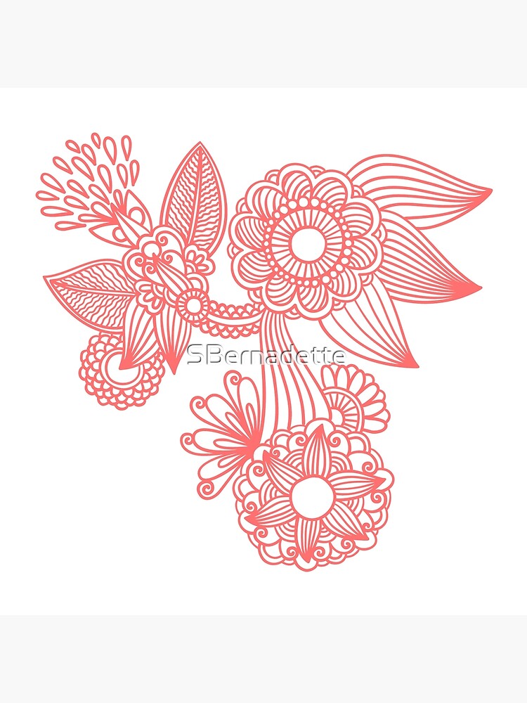 Thumbnail 3 of 3, Throw Pillow, Henna Colourful Flower Pink designed and sold by SBernadette.