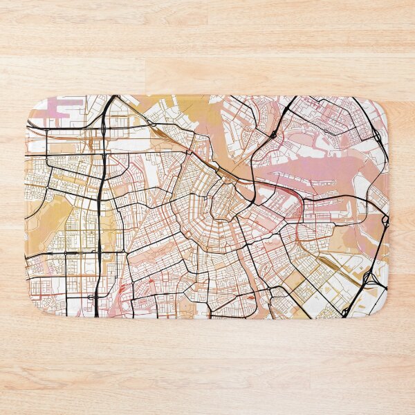 Item preview, Amsterdam Street Map Art Watercolor Color designed and sold by IvonDesign.