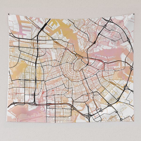 Item preview, Amsterdam Street Map Art Watercolor Color designed and sold by IvonDesign.
