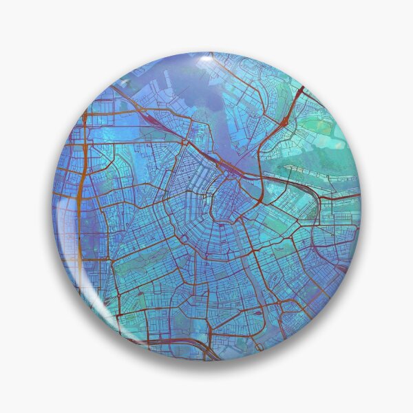 Item preview, Amsterdam Street Map Art Watercolor Blue Lagoon designed and sold by IvonDesign.