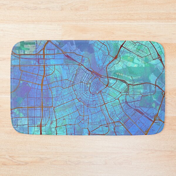 Item preview, Amsterdam Street Map Art Watercolor Blue Lagoon designed and sold by IvonDesign.