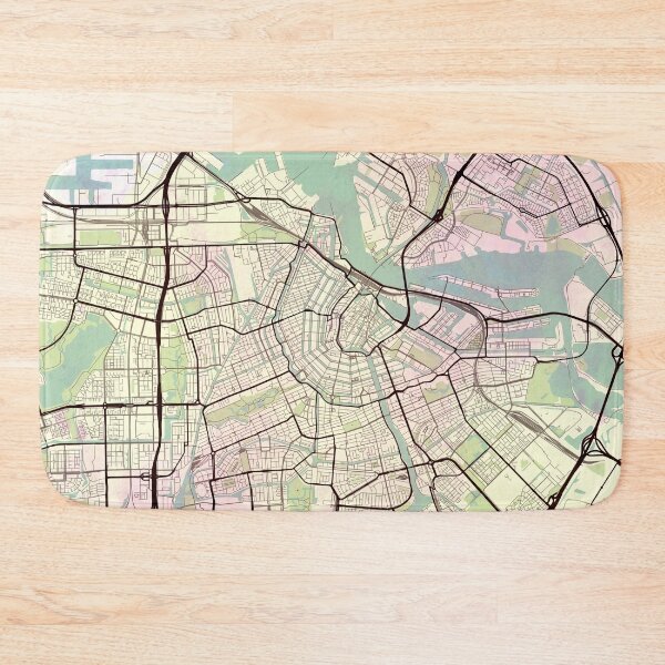 Item preview, Amsterdam Street Map Art Watercolor Light designed and sold by IvonDesign.