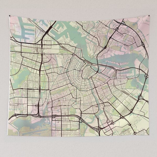 Item preview, Amsterdam Street Map Art Watercolor Light designed and sold by IvonDesign.