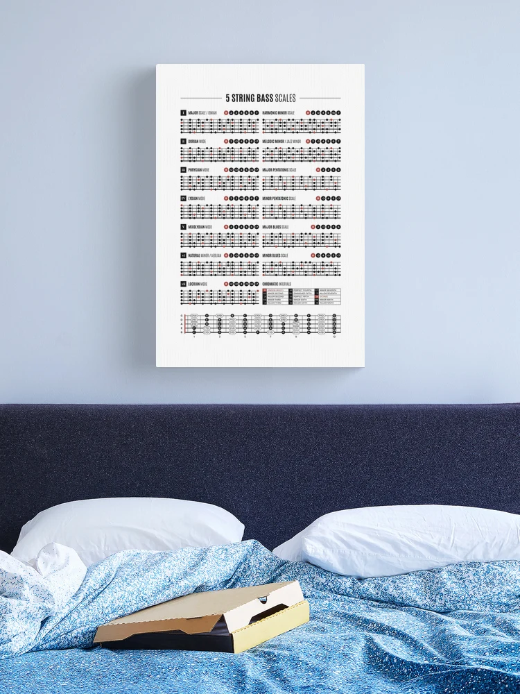 Five String Bass Guitar Scales & Modes Chart Poster for Sale by