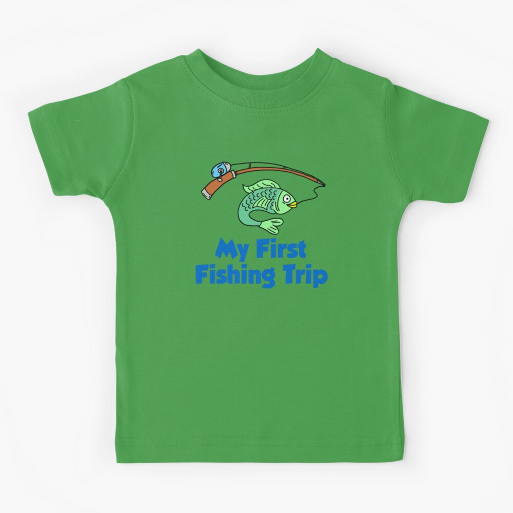 My First Fishing Trip Cartoon Fish Baby and Kids Kids T-Shirt for Sale by  jaycartoonist