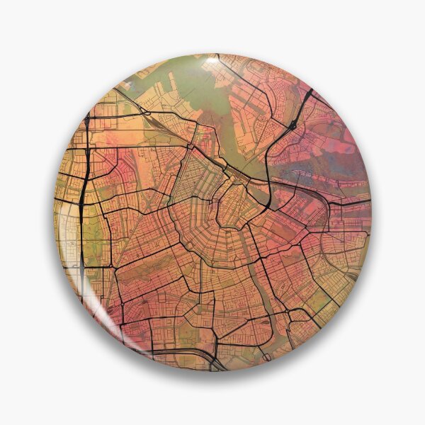 Item preview, Amsterdam Street Map Art Watercolor Lava designed and sold by IvonDesign.