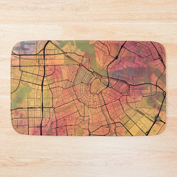 Item preview, Amsterdam Street Map Art Watercolor Lava designed and sold by IvonDesign.