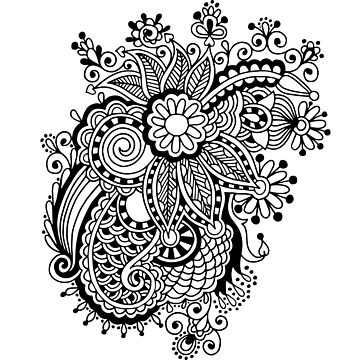 Artwork thumbnail, Henna Black and White Flower Pattern by SBernadette