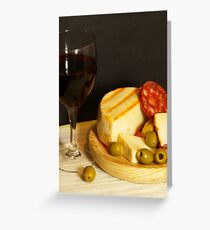 Tarjeta de felicitación Red, Cheese, Sausage and Olives