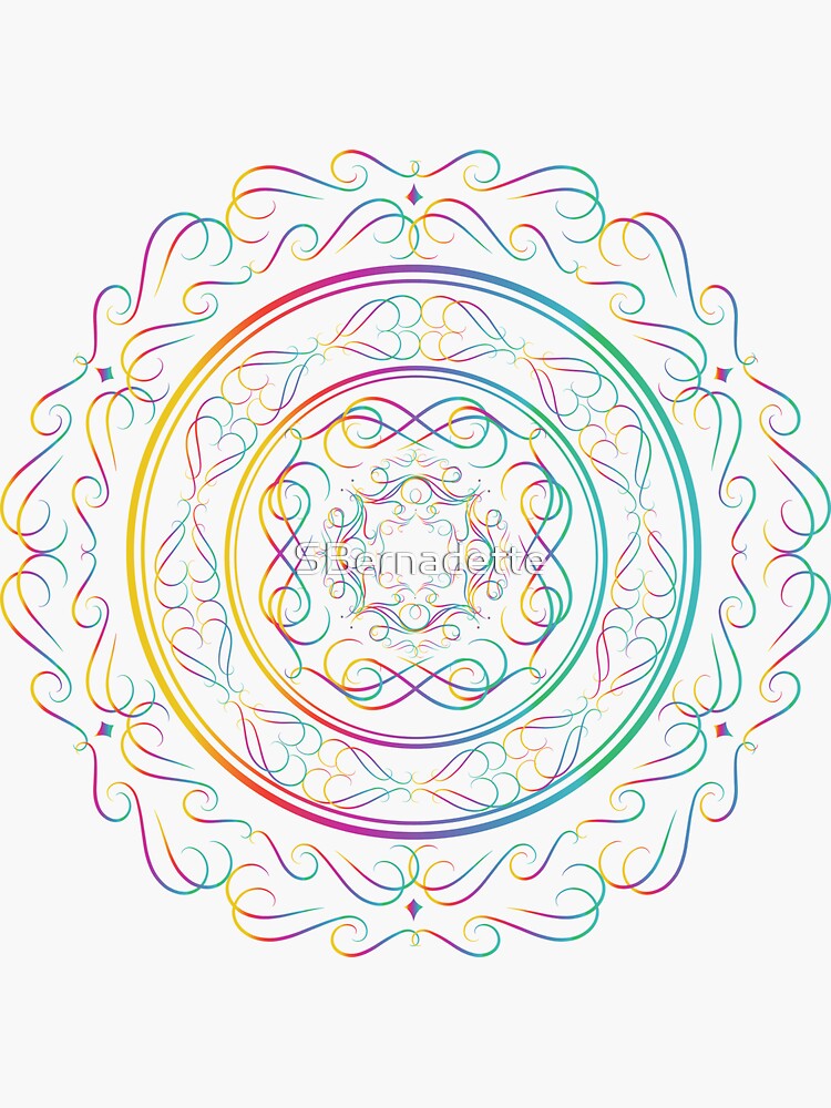 Thumbnail 3 of 3, Sticker, Boho Colourful Flower Pattern Rainbow designed and sold by SBernadette.